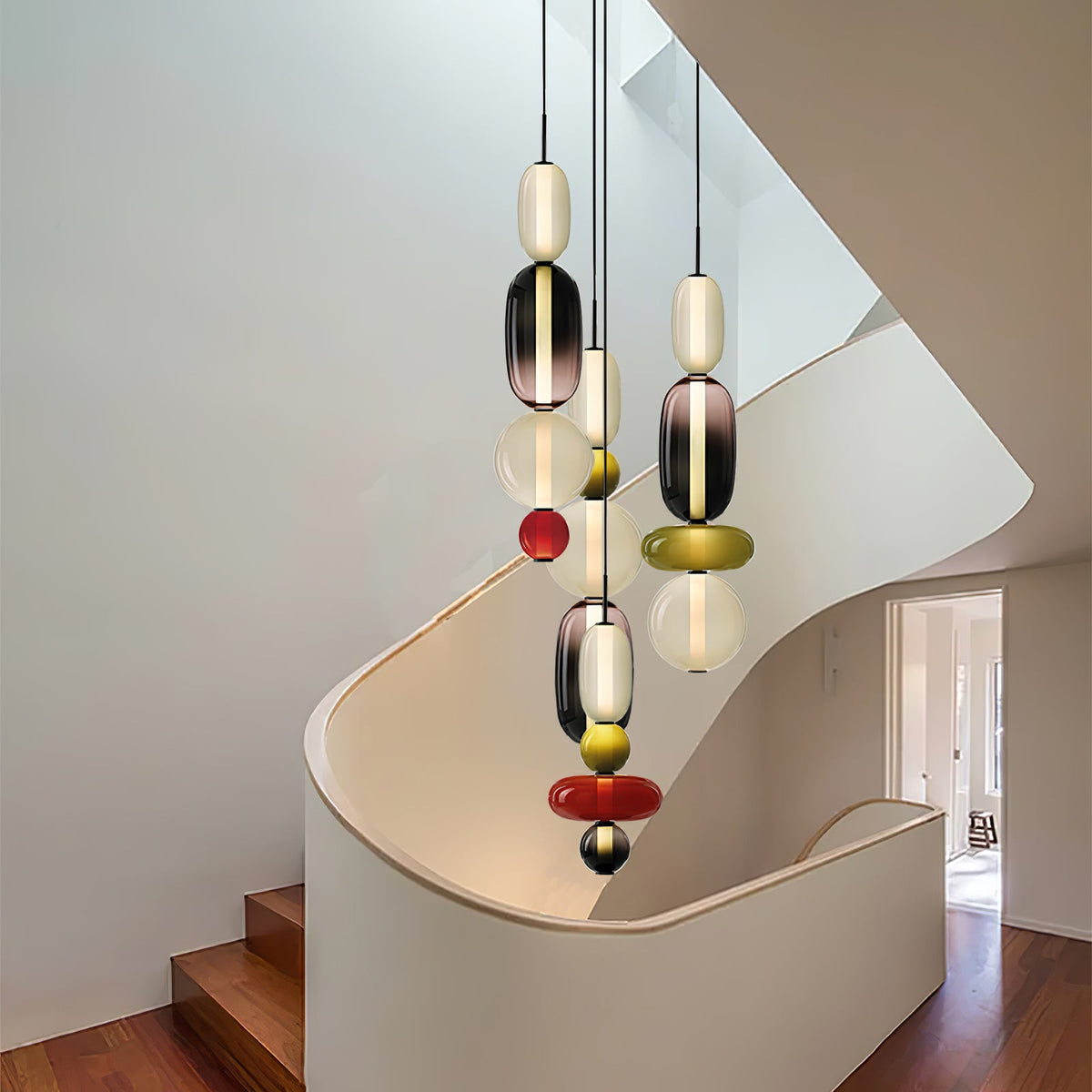 Candied Glass Combo Pendant Light – Artisan LED Multi-Shade Chandelier