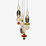 Candied Glass Combo Pendant Light – Artisan LED Multi-Shade Chandelier