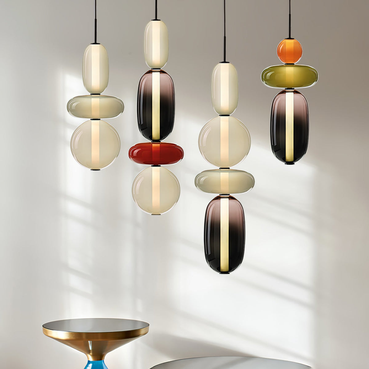 Candied Glass Combo Pendant Light – Artisan LED Multi-Shade Chandelier
