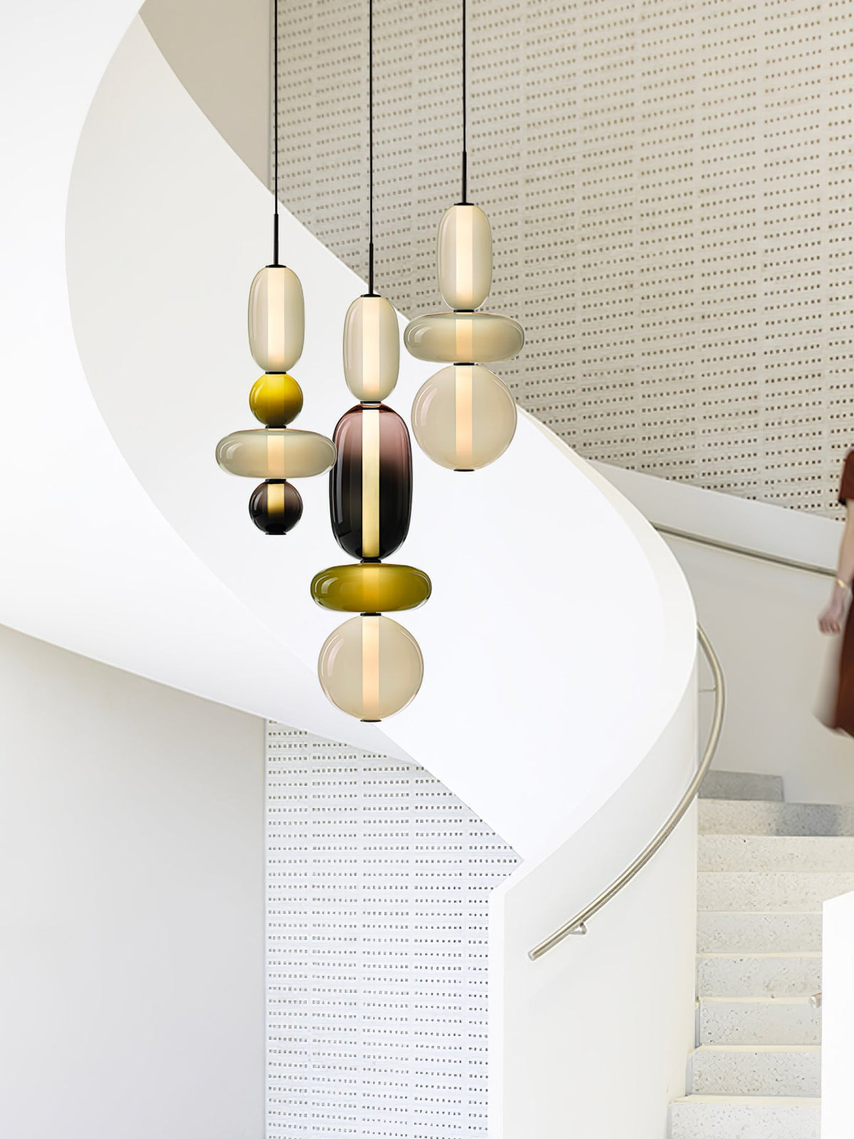 Candied Glass Combo Pendant Light – Artisan LED Multi-Shade Chandelier