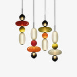 Candied Glass Combo Pendant Light – Artisan LED Multi-Shade Chandelier