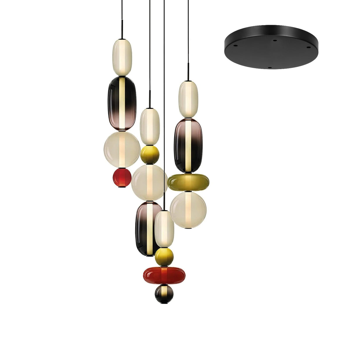 Candied Glass Combo Pendant Light – Artisan LED Multi-Shade Chandelier