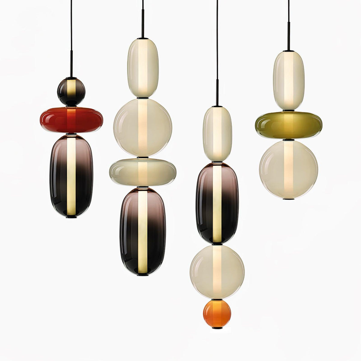 Candied Glass Combo Pendant Light – Artisan LED Multi-Shade Chandelier