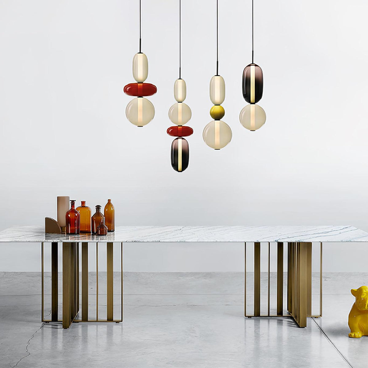 Candied Glass Combo Pendant Light – Artisan LED Multi-Shade Chandelier
