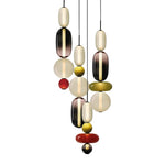 Candied Glass Combo Pendant Light – Artisan LED Multi-Shade Chandelier