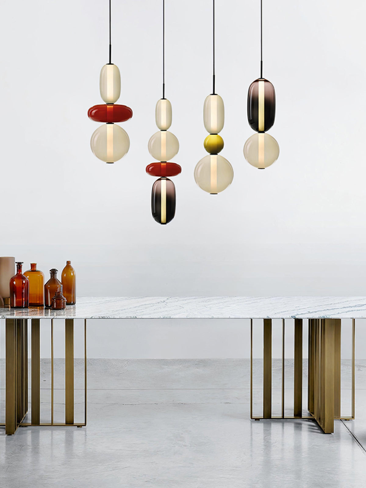 Candied Glass Combo Pendant Light – Artisan LED Multi-Shade Chandelier
