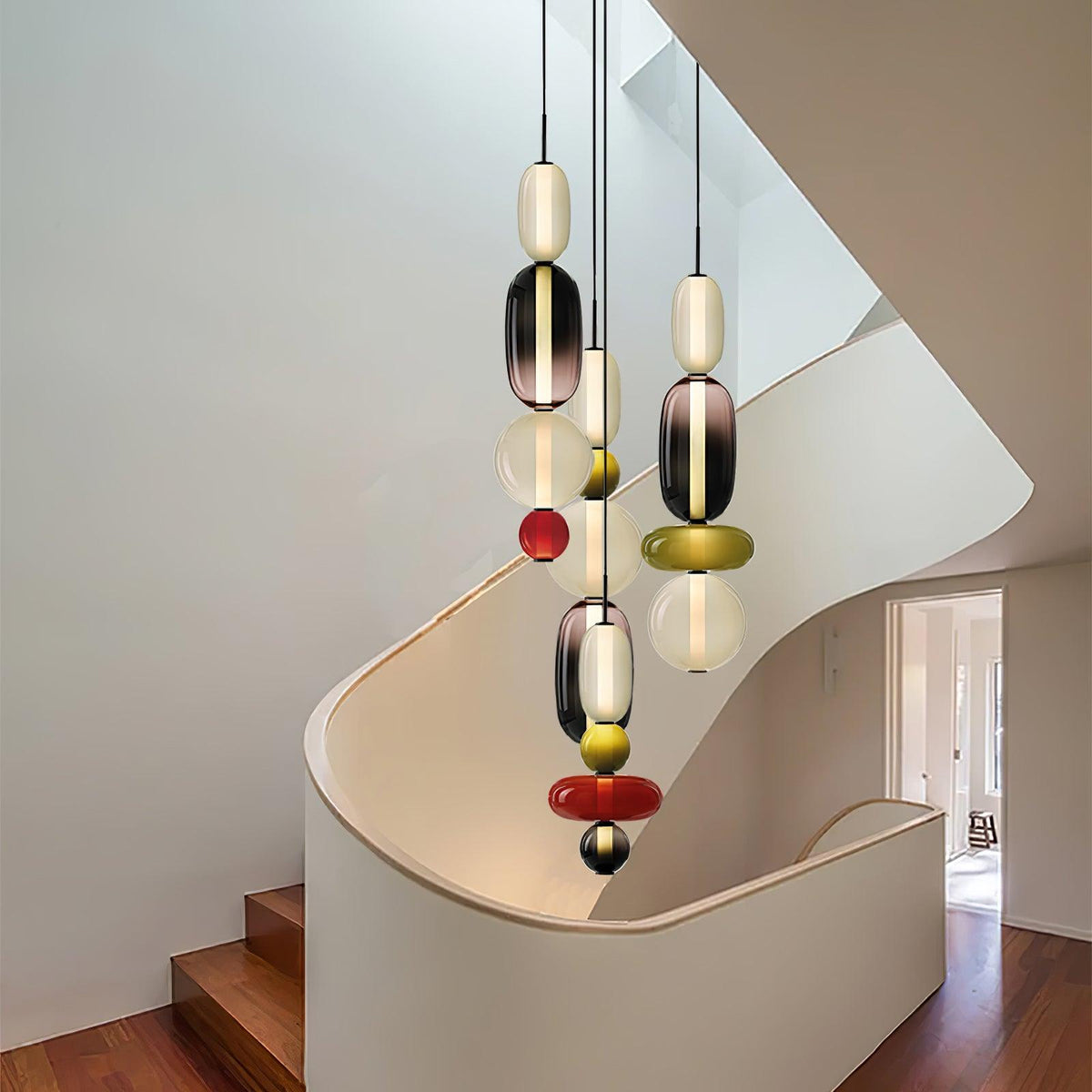 Candied Glass Combo Pendant Light – Artisan LED Multi-Shade Chandelier