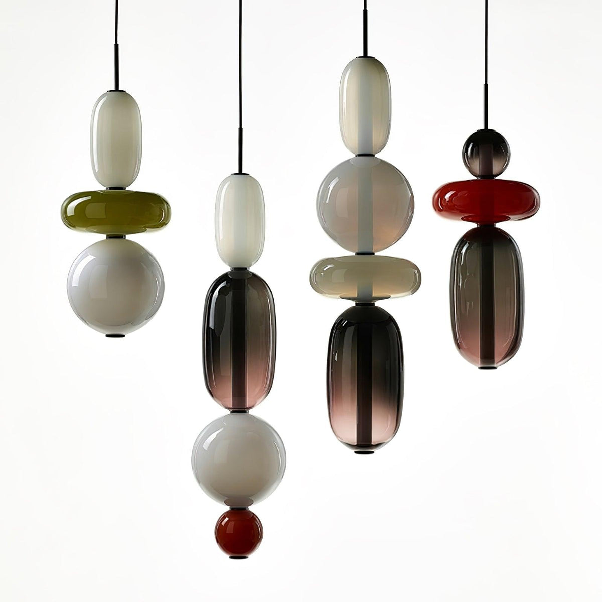 Candied Glass Combo Pendant Light – Artisan LED Multi-Shade Chandelier