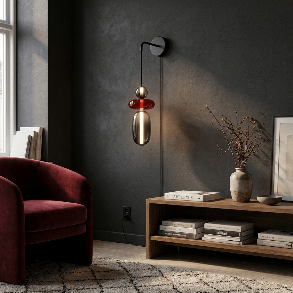 Candied Glass Wall Sconce – Hand-Blown Artisan LED Plug-In Light