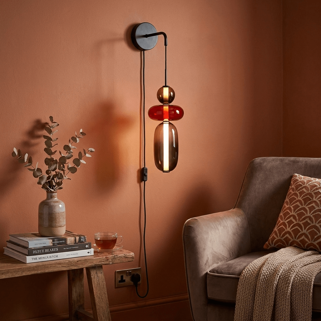 Candied Glass Wall Sconce – Hand-Blown Artisan LED Plug-In Light