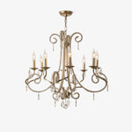 Crystal Candle Chandelier with Gold Finish, 8-Light Modern Classic Pendant