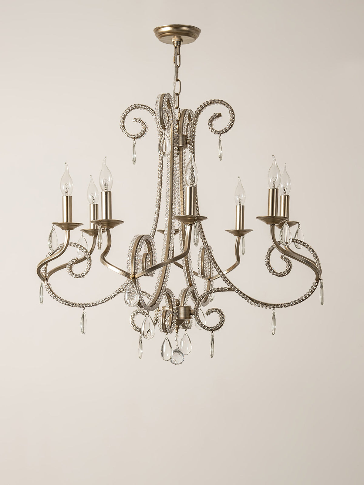 Crystal Candle Chandelier with Gold Finish, 8-Light Modern Classic Pendant