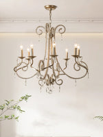 Crystal Candle Chandelier with Gold Finish, 8-Light Modern Classic Pendant