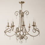 Crystal Candle Chandelier with Gold Finish, 8-Light Modern Classic Pendant