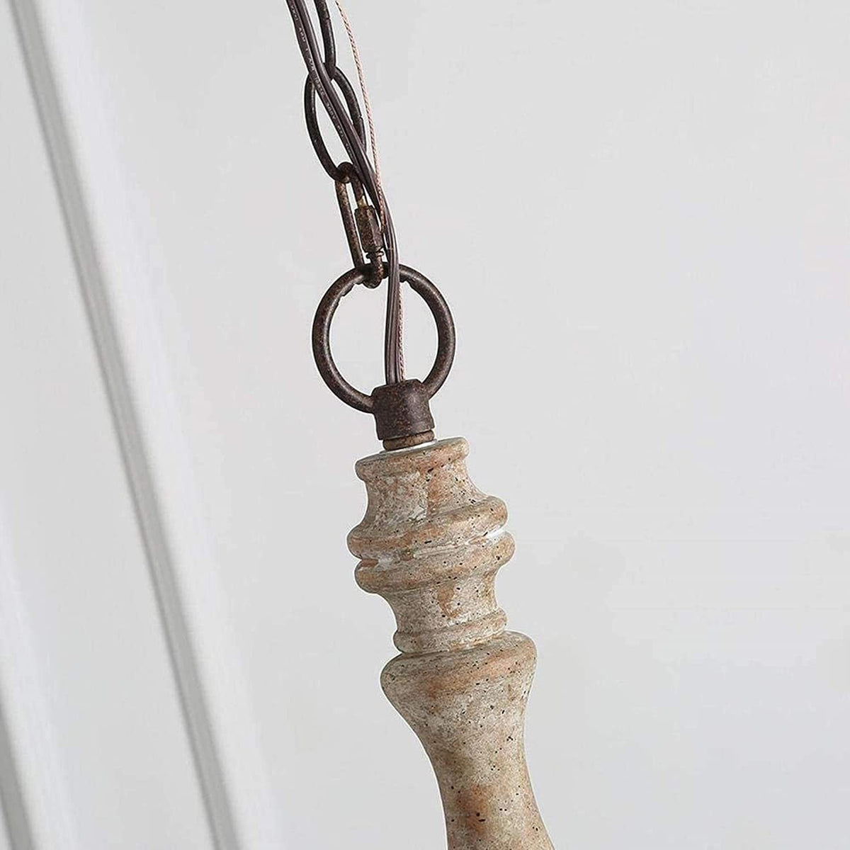 Candlestick Farmhouse Chandelier – Rustic Iron & Wood 5-Light Pendant for Dining Room