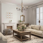 Candlestick Farmhouse Chandelier – Rustic Iron & Wood 5-Light Pendant for Dining Room
