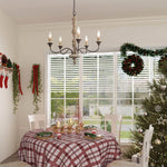 Candlestick Farmhouse Chandelier – Rustic Iron & Wood 5-Light Pendant for Dining Room