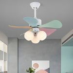 Candy Breeze Designer Ceiling Fan Light with Pastel Blades and Amber Glass Shade
