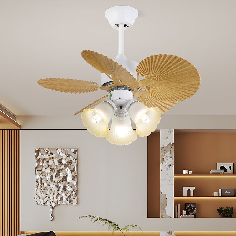 Candy Breeze Designer Ceiling Fan Light with Pastel Blades and Amber Glass Shade