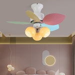 Candy Breeze Designer Ceiling Fan Light with Pastel Blades and Amber Glass Shade