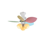 Candy Breeze Designer Ceiling Fan Light with Pastel Blades and Amber Glass Shade