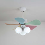 Candy Breeze Designer Ceiling Fan Light with Pastel Blades and Amber Glass Shade
