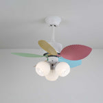 Candy Breeze Designer Ceiling Fan Light with Pastel Blades and Amber Glass Shade
