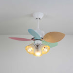 Candy Breeze Designer Ceiling Fan Light with Pastel Blades and Amber Glass Shade