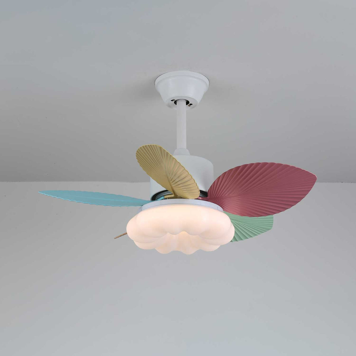 Candy Breeze Designer Ceiling Fan Light with Pastel Blades and Amber Glass Shade