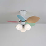Candy Breeze Designer Ceiling Fan Light with Pastel Blades and Amber Glass Shade