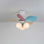 Candy Breeze Designer Ceiling Fan Light with Pastel Blades and Amber Glass Shade