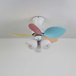Candy Breeze Designer Ceiling Fan Light with Pastel Blades and Amber Glass Shade