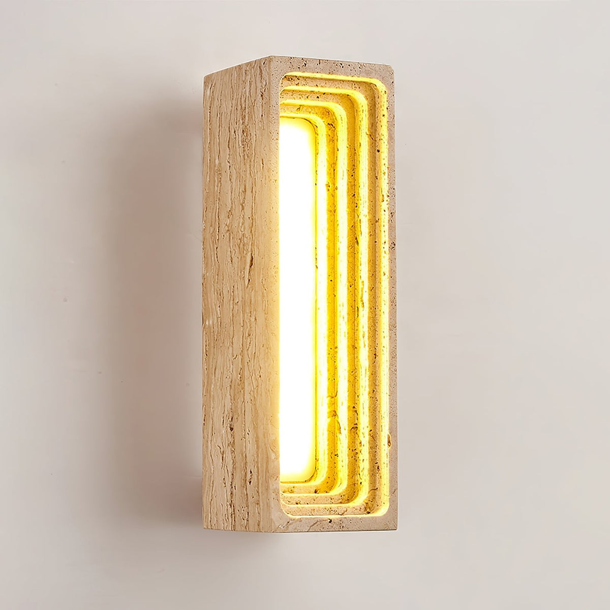 Canyon Travertine Wall Sconce — Sculptural Stone LED Wall Light
