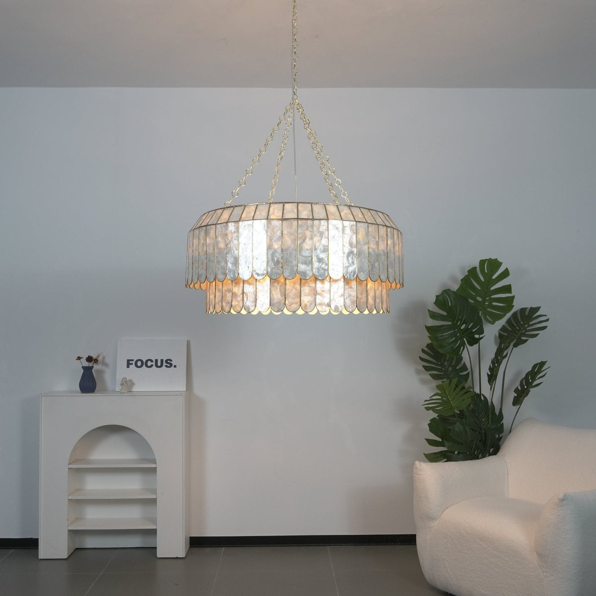 Capiz Aurelia Chandelier – Natural Shell Pendant Light for Dining & Living Spaces