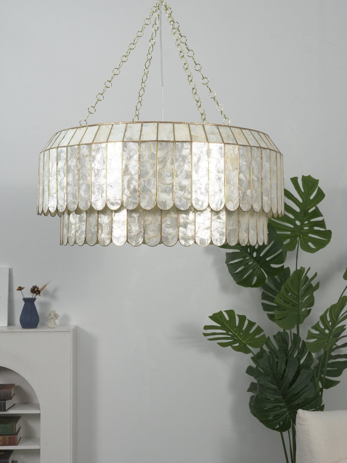 Capiz Aurelia Chandelier – Natural Shell Pendant Light for Dining & Living Spaces