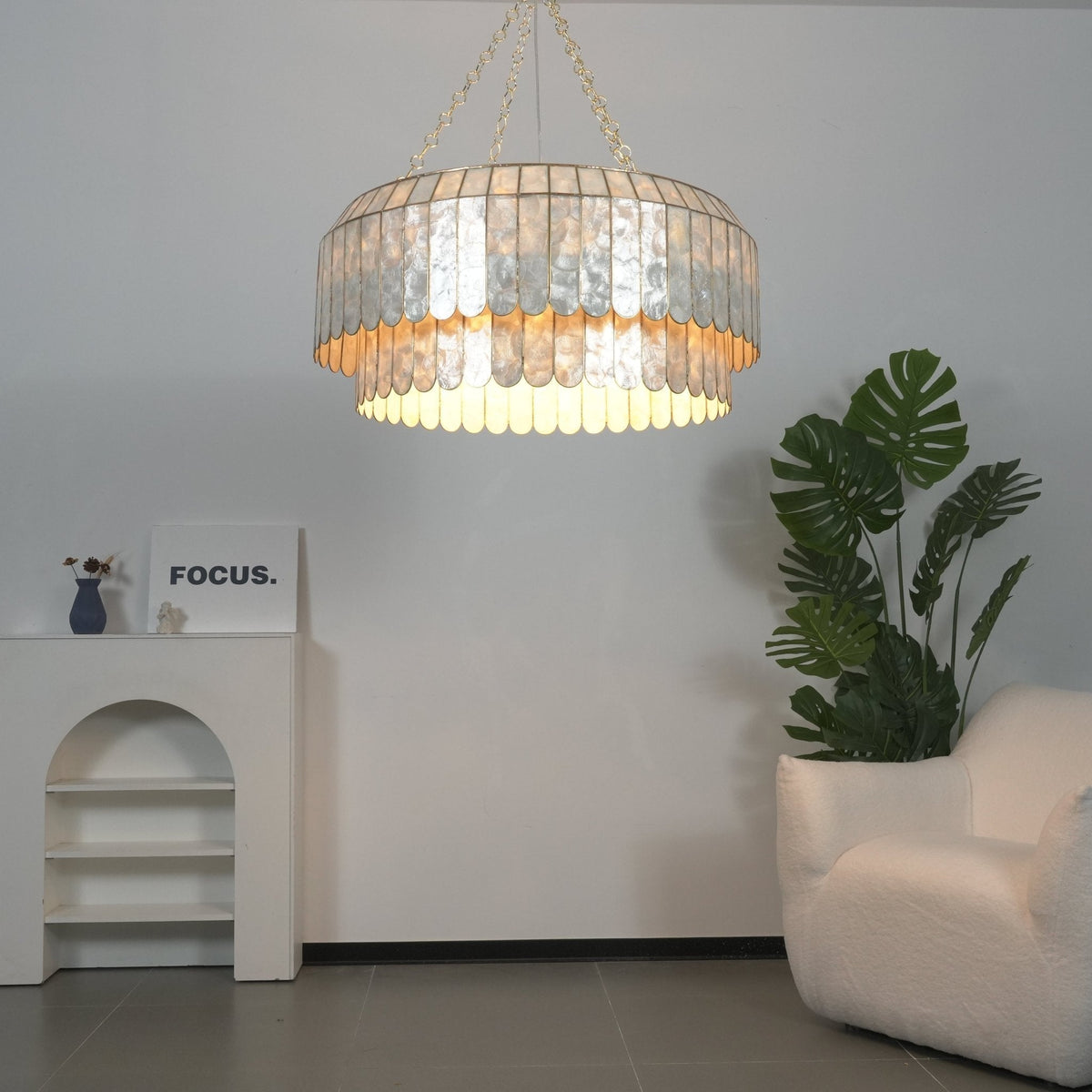 Capiz Aurelia Chandelier – Natural Shell Pendant Light for Dining & Living Spaces