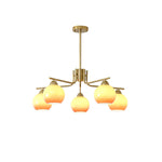 Caramel Glass Globe Chandelier in Gold for Dining Room and Living Room