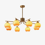 Caramel Glass Globe Chandelier in Gold for Dining Room and Living Room
