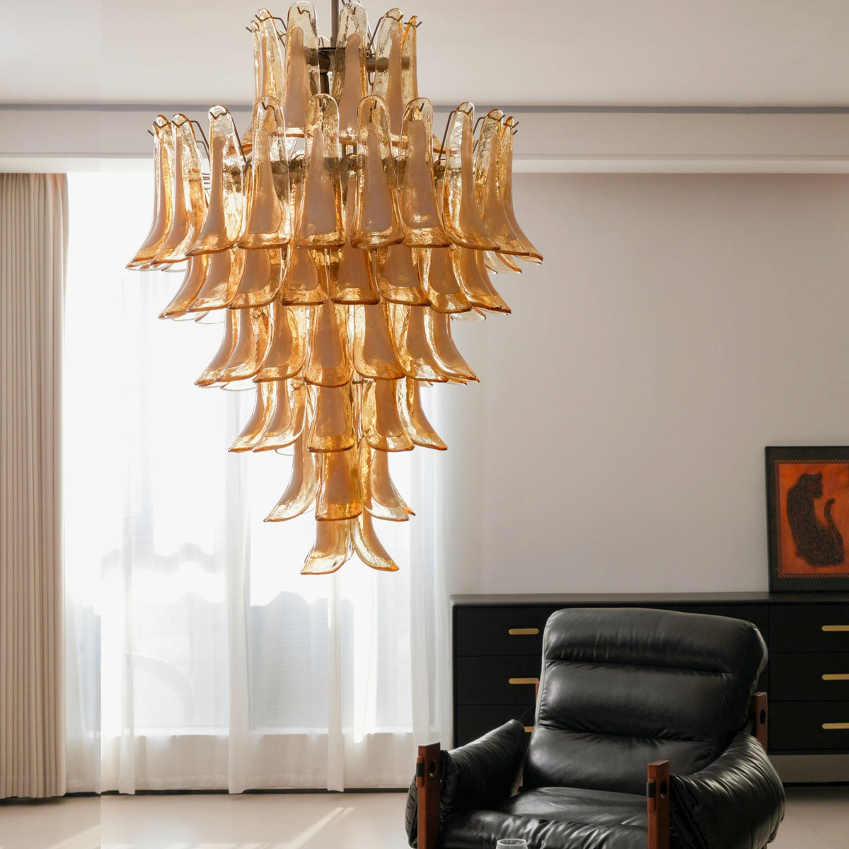 Amber Cloud Glass Petal Chandelier – Modern Designer Hanging Light