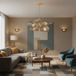 Cardiff Modern Glass Chandelier with Gold Leaf Finish for Dining Room and Living Room