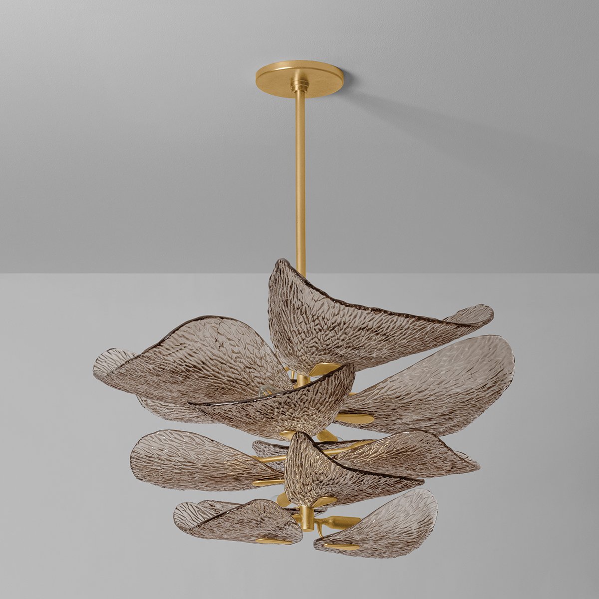 Cardiff Modern Glass Chandelier with Gold Leaf Finish for Dining Room and Living Room
