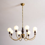 Carmina Orbital Chandelier – Modern Glass and Wood Designer Ceiling Light