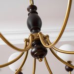 Carmina Orbital Chandelier – Modern Glass and Wood Designer Ceiling Light