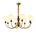 Carmina Orbital Chandelier – Modern Glass and Wood Designer Ceiling Light