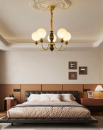 Carmina Orbital Chandelier – Modern Glass and Wood Designer Ceiling Light