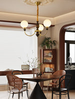 Carmina Orbital Chandelier – Modern Glass and Wood Designer Ceiling Light
