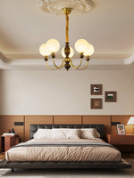 Carmina Orbital Chandelier – Modern Glass and Wood Designer Ceiling Light