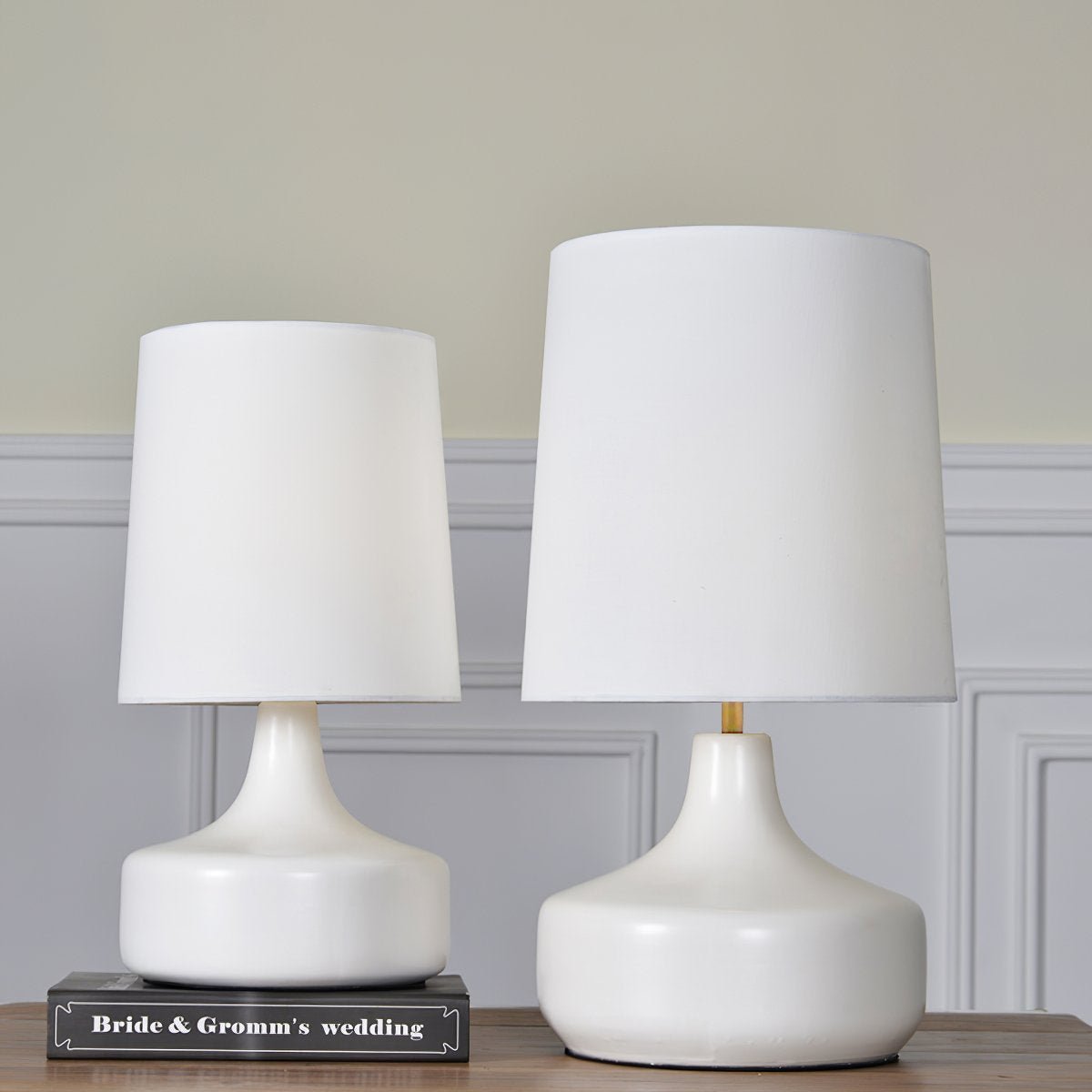 Caroline Ceramic Table Lamp – Sculptural Bedside Lighting in Cream or Grey-Green