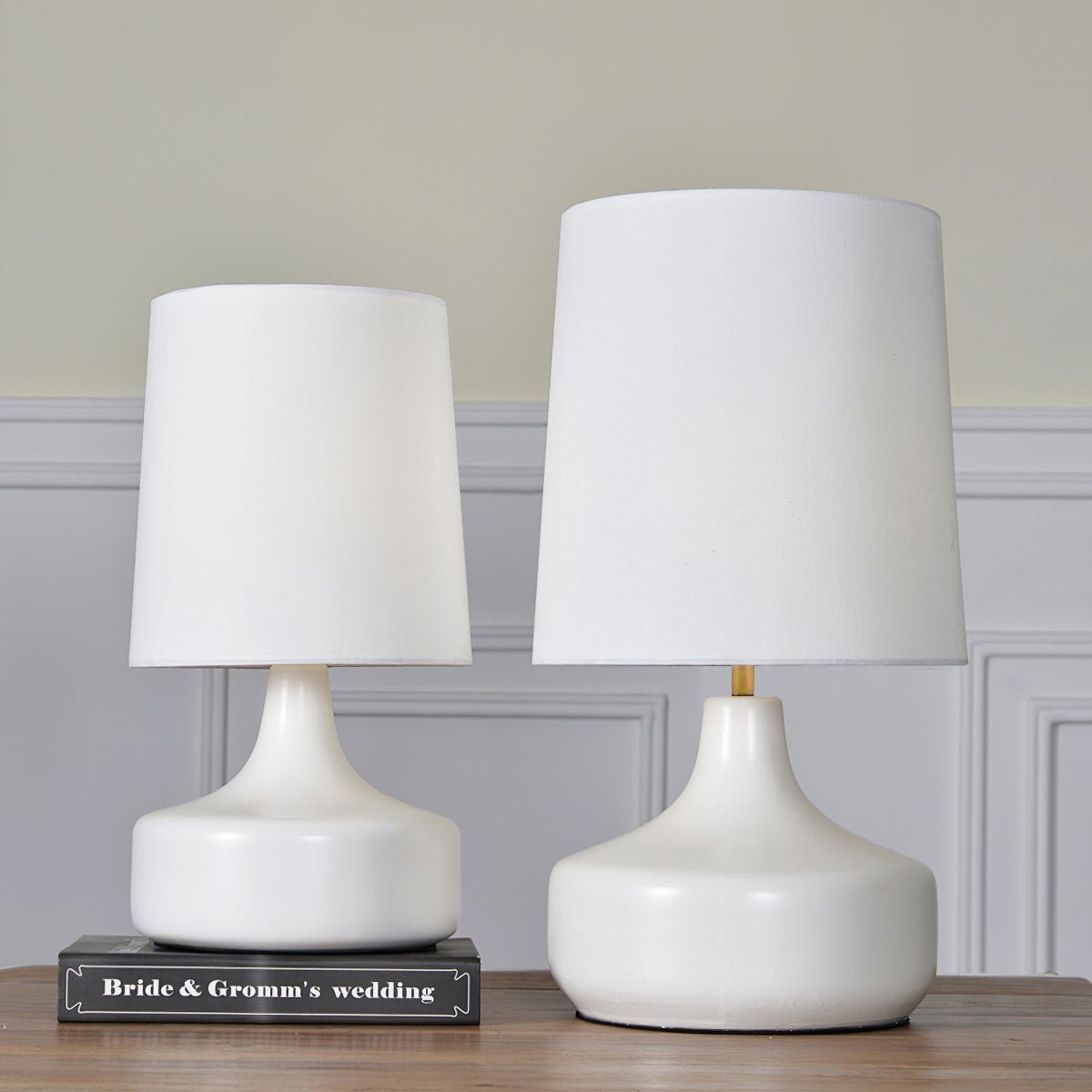 Caroline Ceramic Table Lamp – Sculptural Bedside Lighting in Cream or Grey-Green