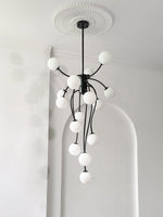 Caroline Modern Glass Chandelier with Gold or Black Metal Frame
